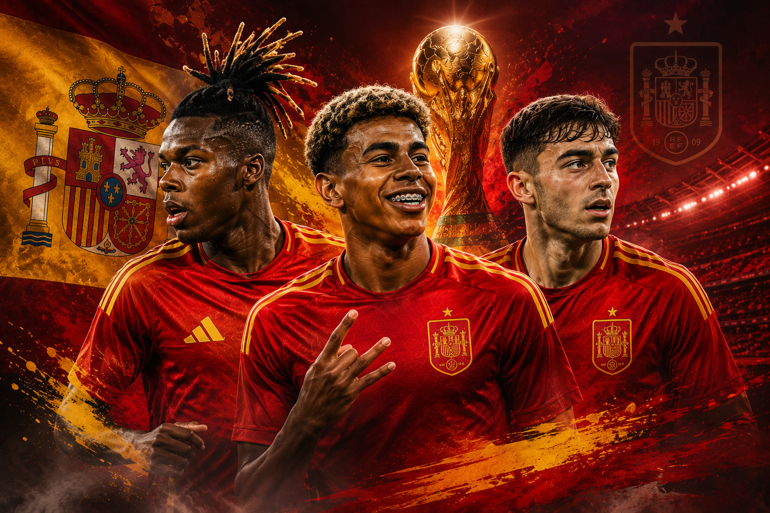 Lamine Yamal, Nico Williams y Pedri representando a España en la convocatoria para el Mundial 2026
